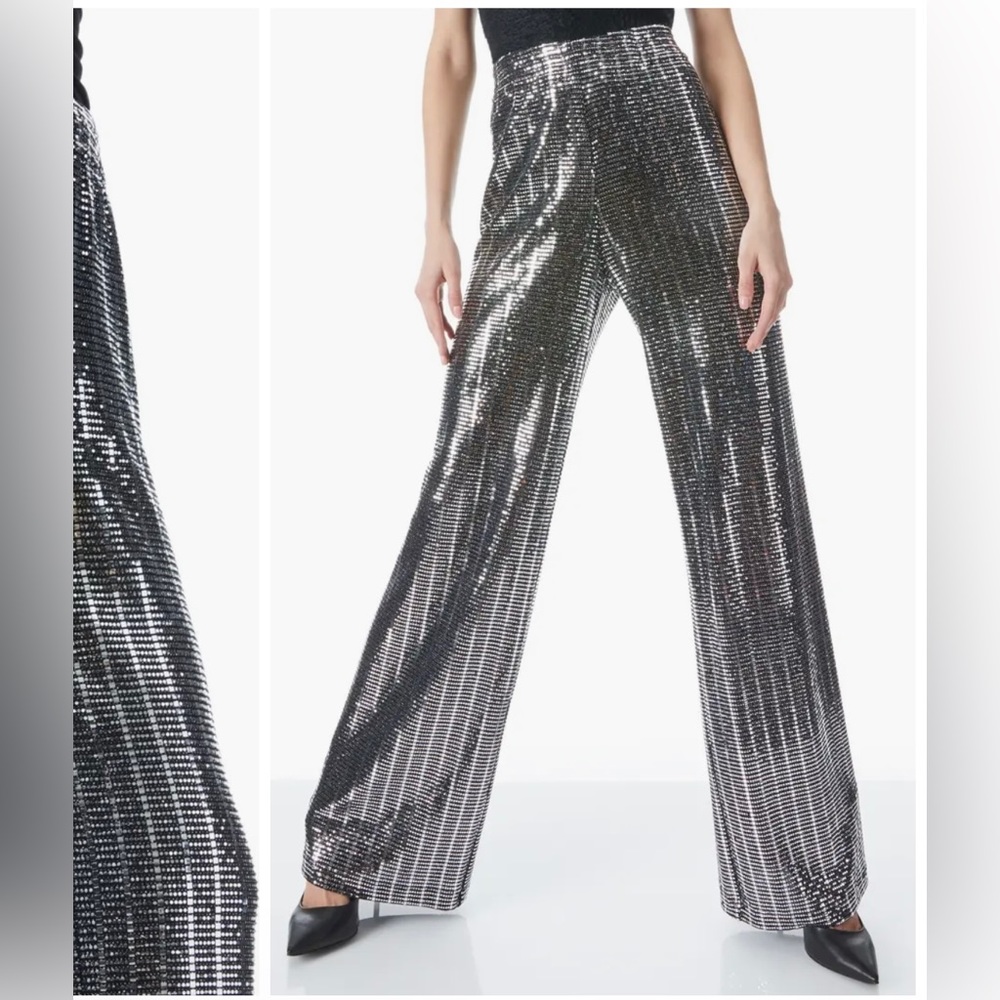 Alice + Olivia Elba Sequin Wide Leg Trousers